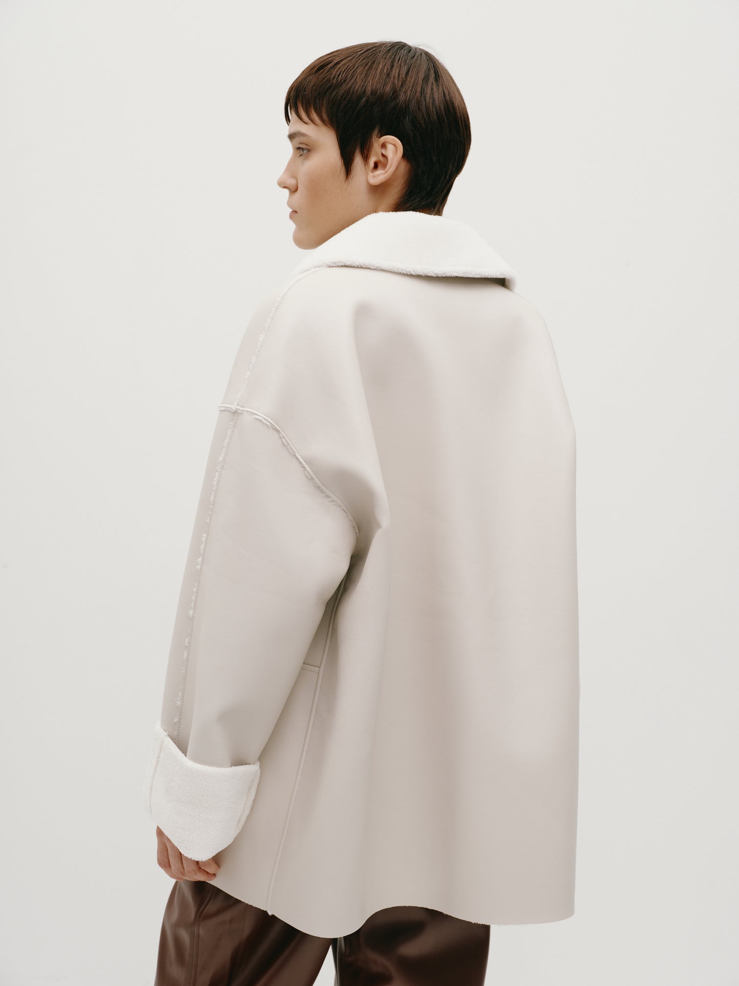 Milk-colored sheepskin coat