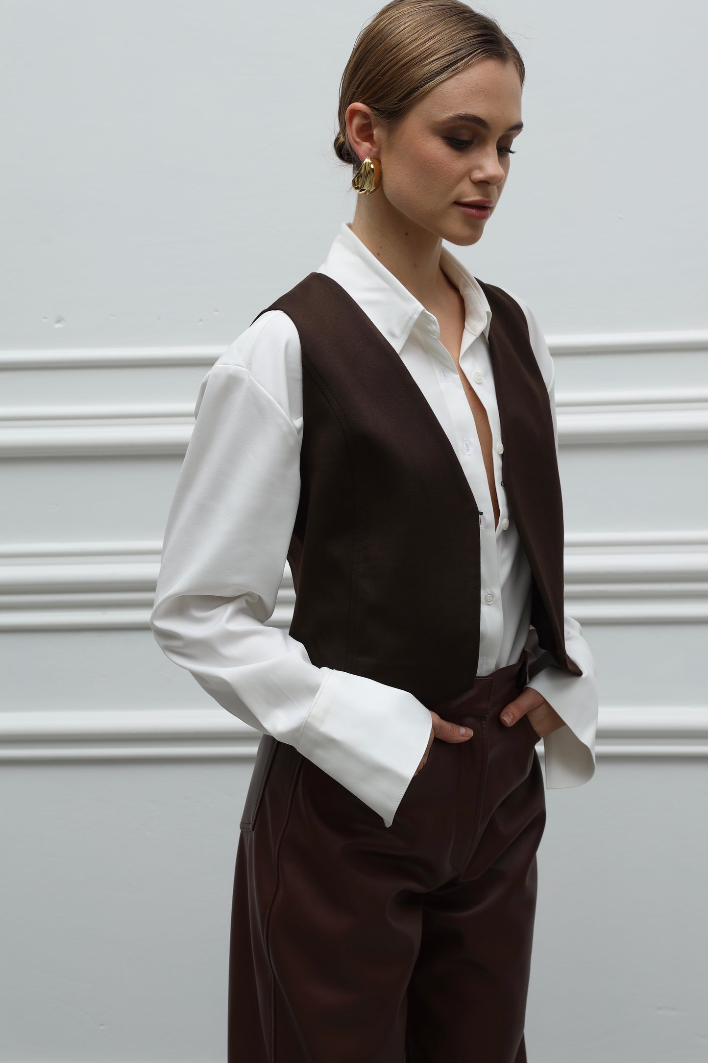 Brown trouser vest