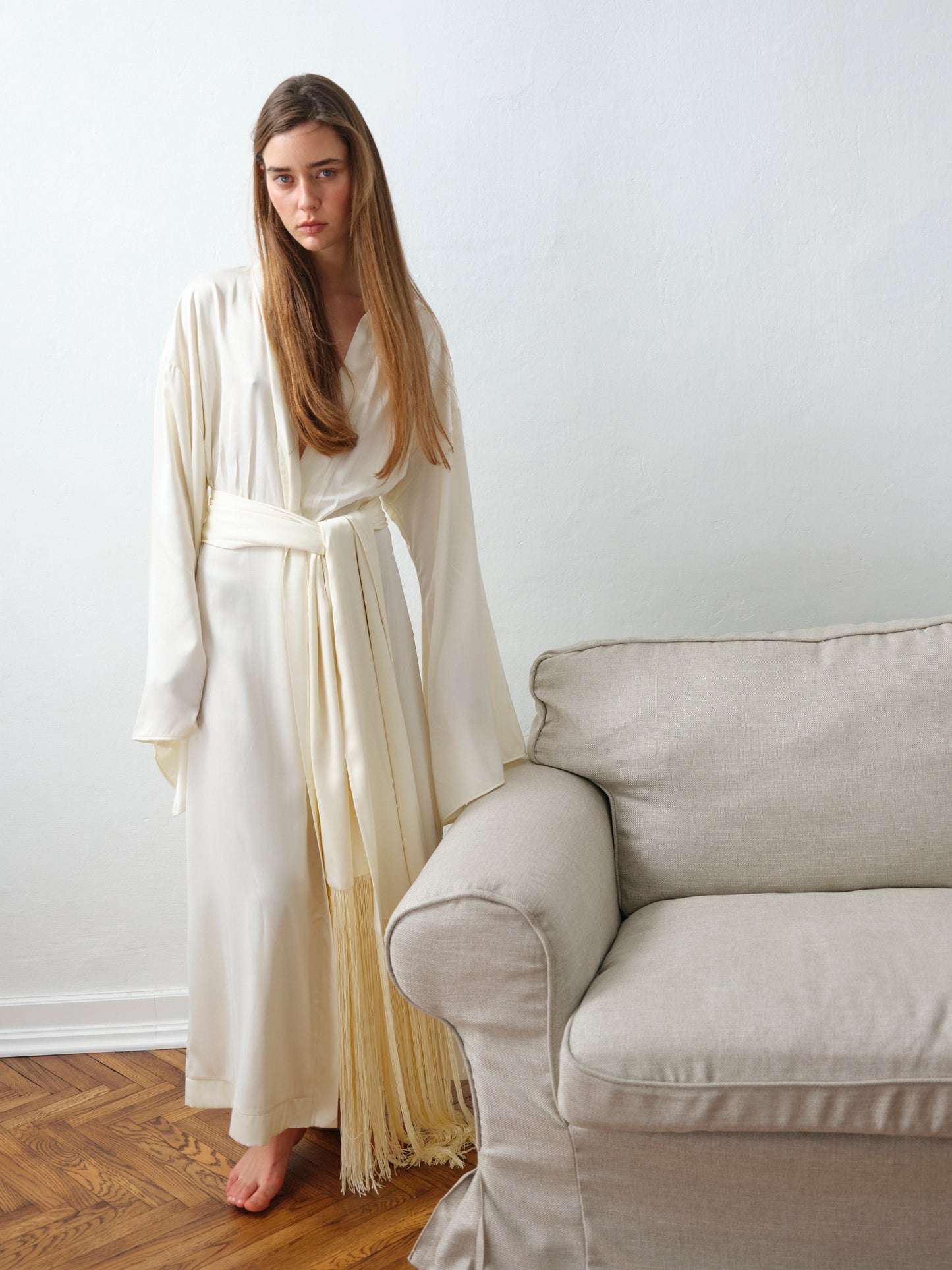 Халат сатиновий молочний