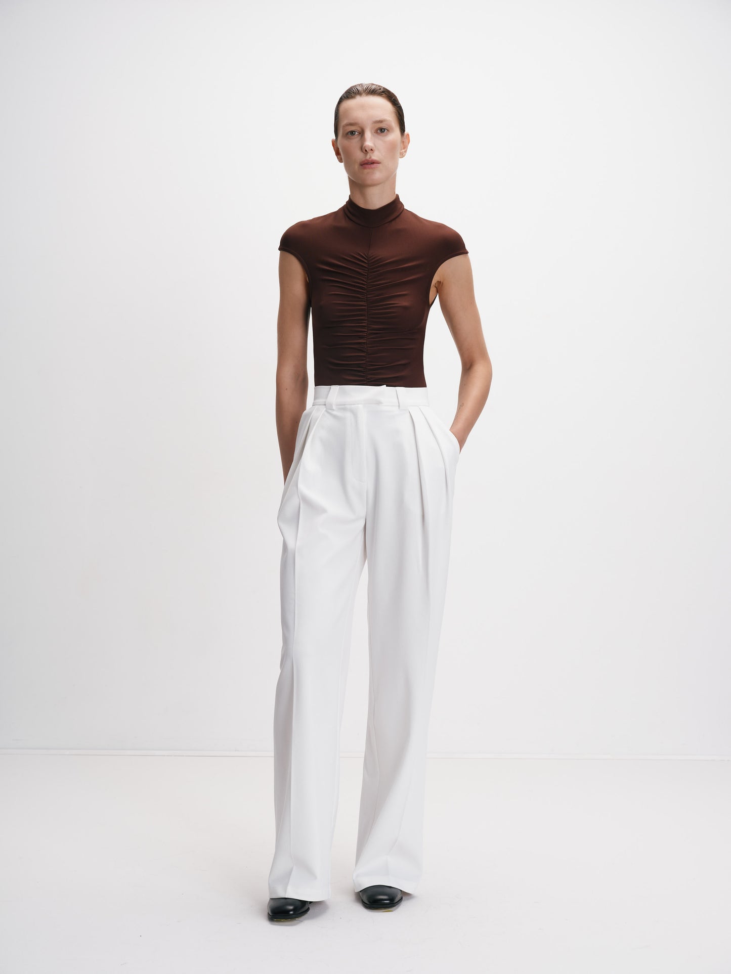 Milk-white palazzo trousers