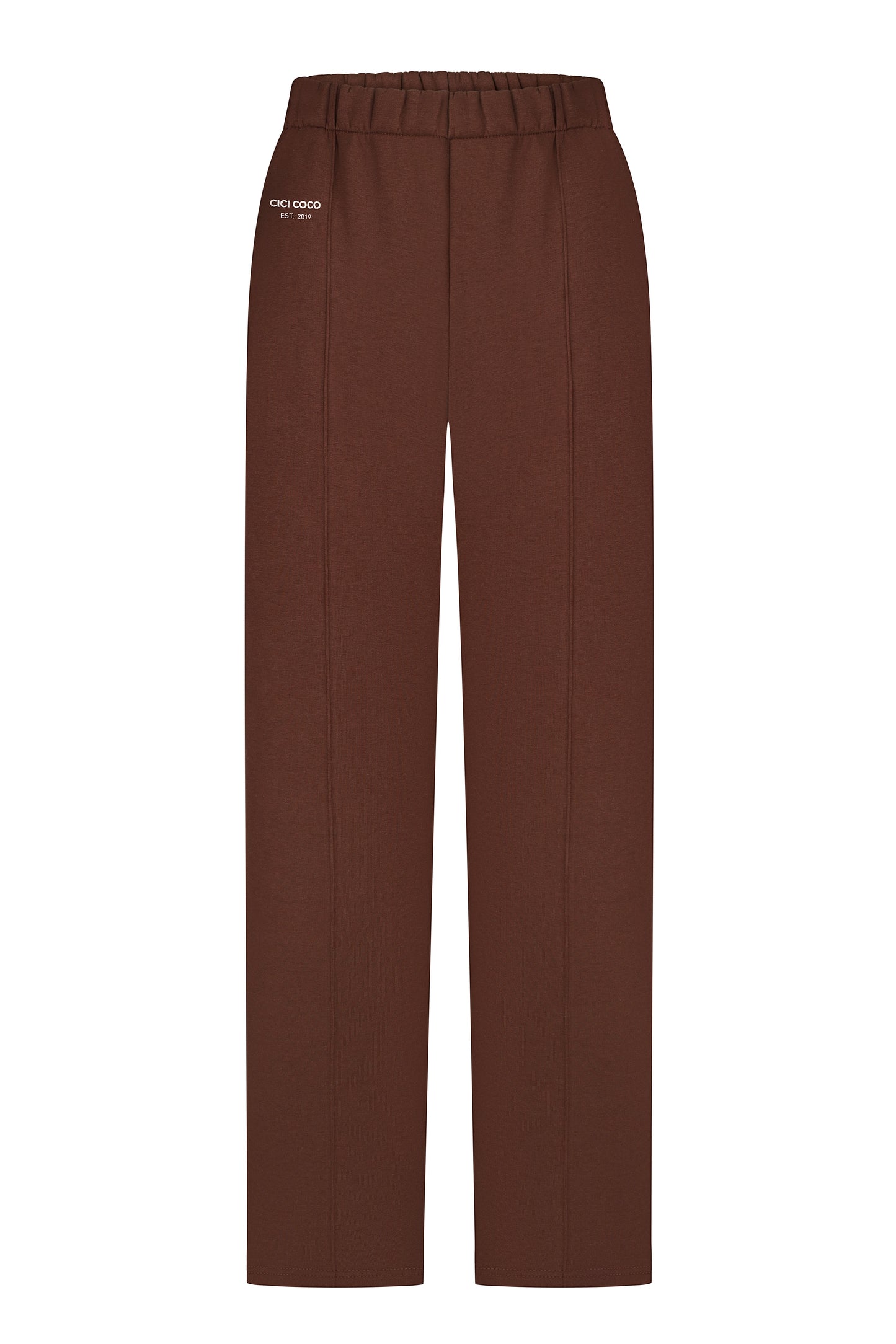 Brown insulated pants with embroidery