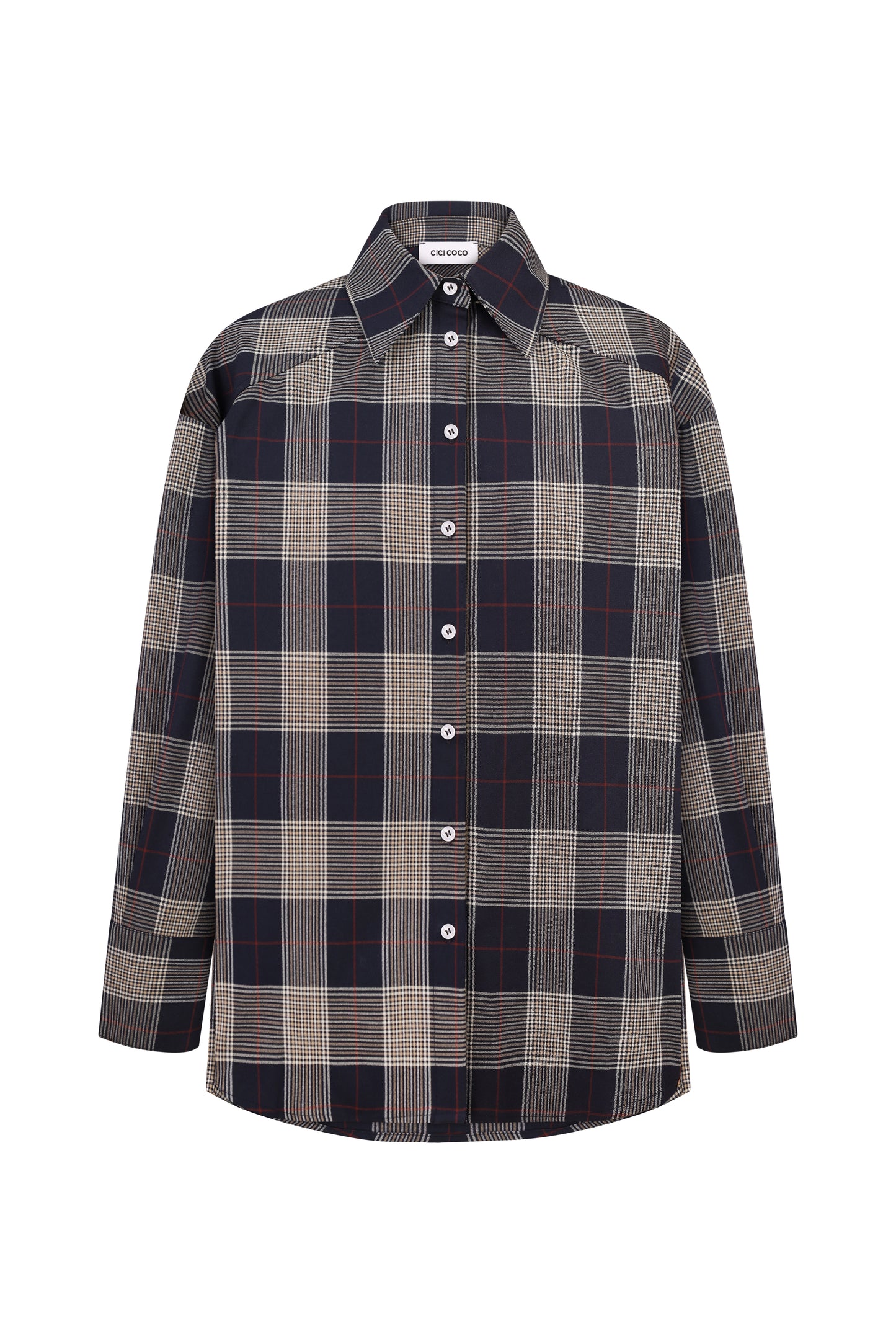 Сорочка оверсайз в клітинку синя