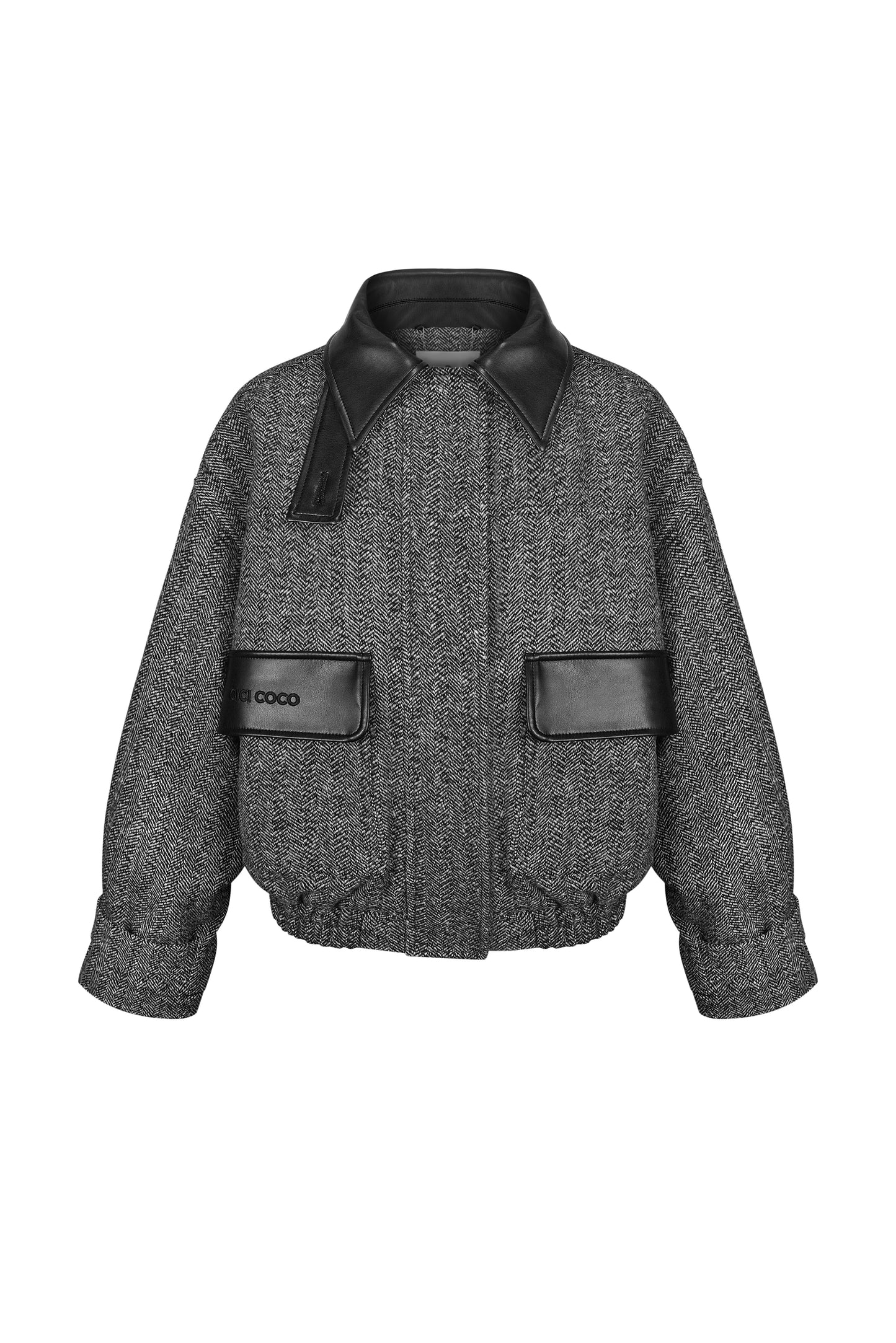 Бомбер зі шкіряними вставками