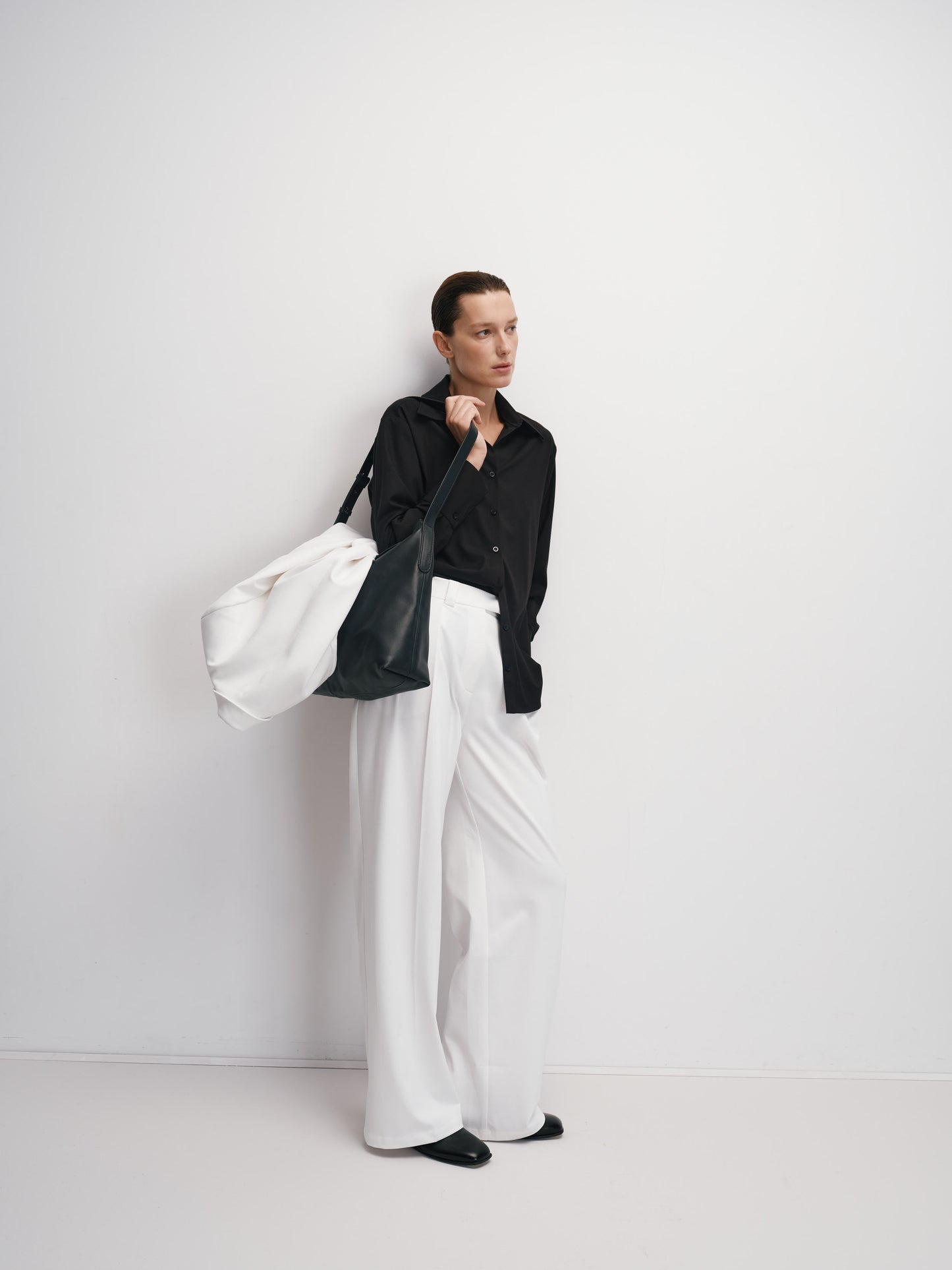Milk-white palazzo trousers