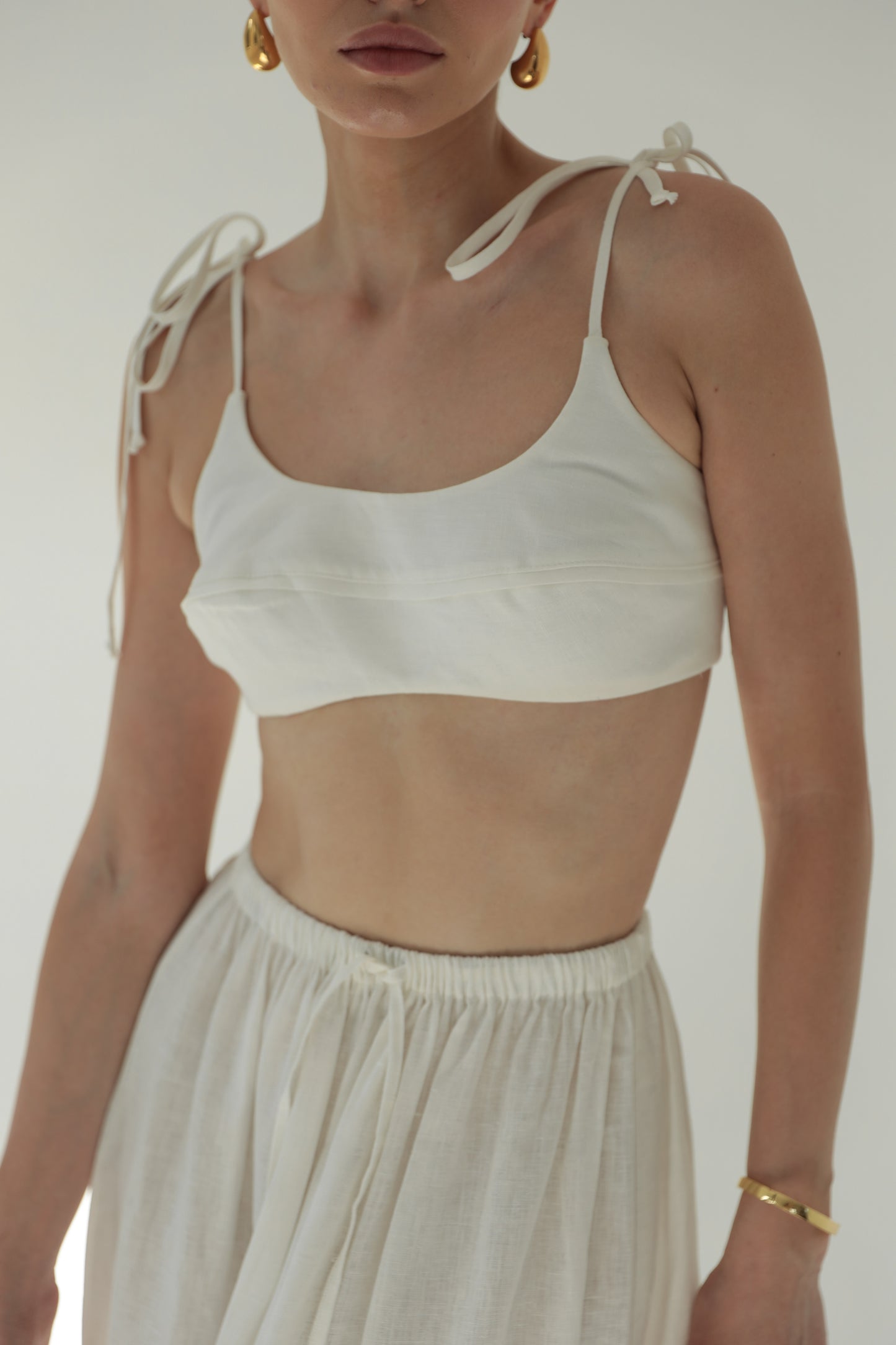 Milk linen crop top