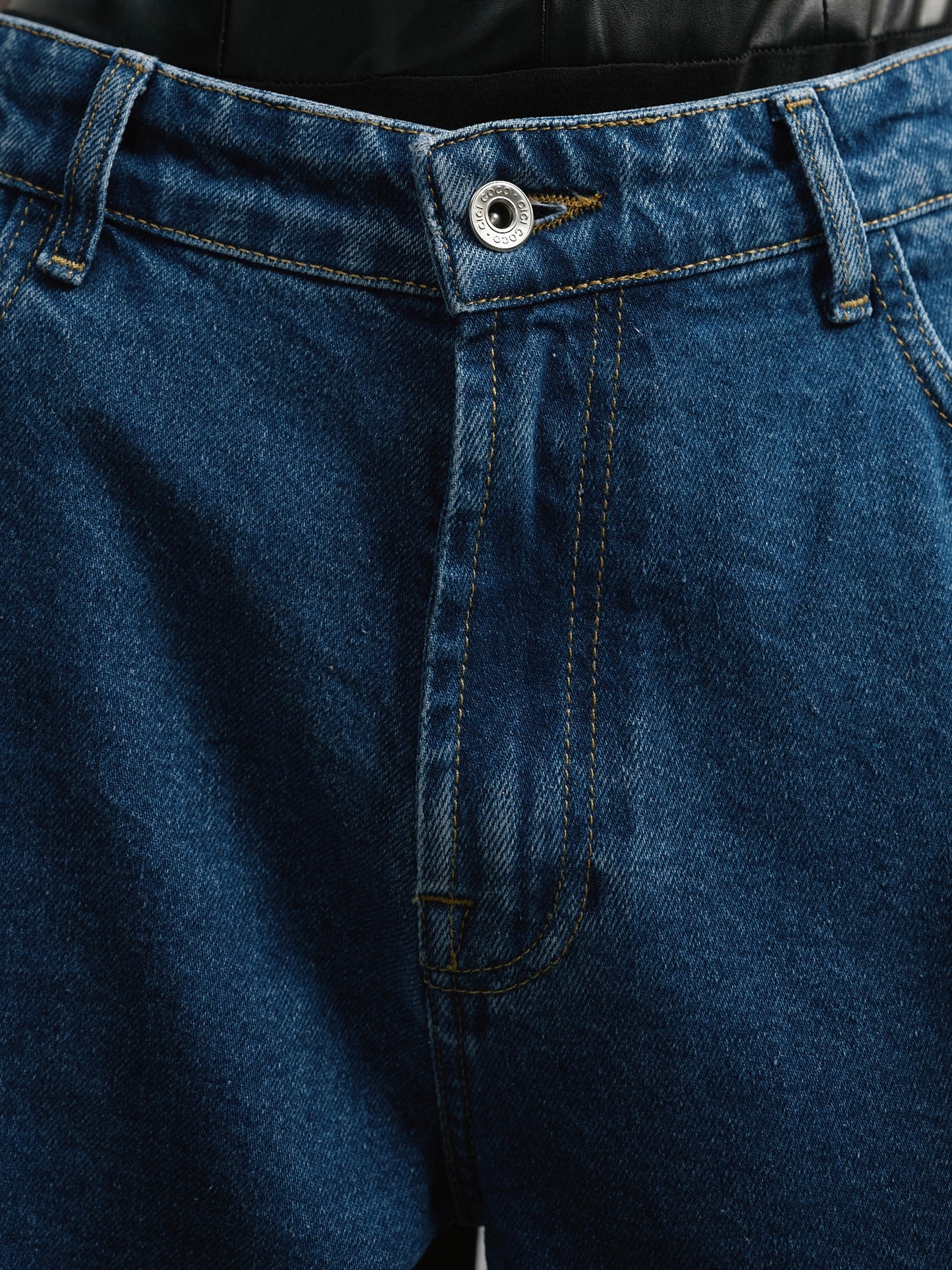 Джинси сині широкого крою з підгинами