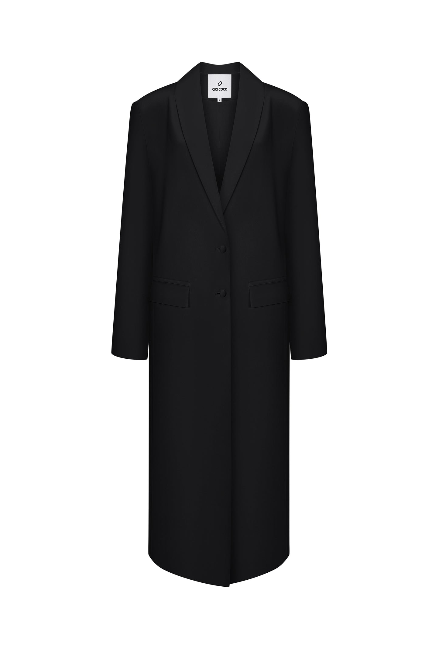 Сатиновий чорний жакет у максі довжині