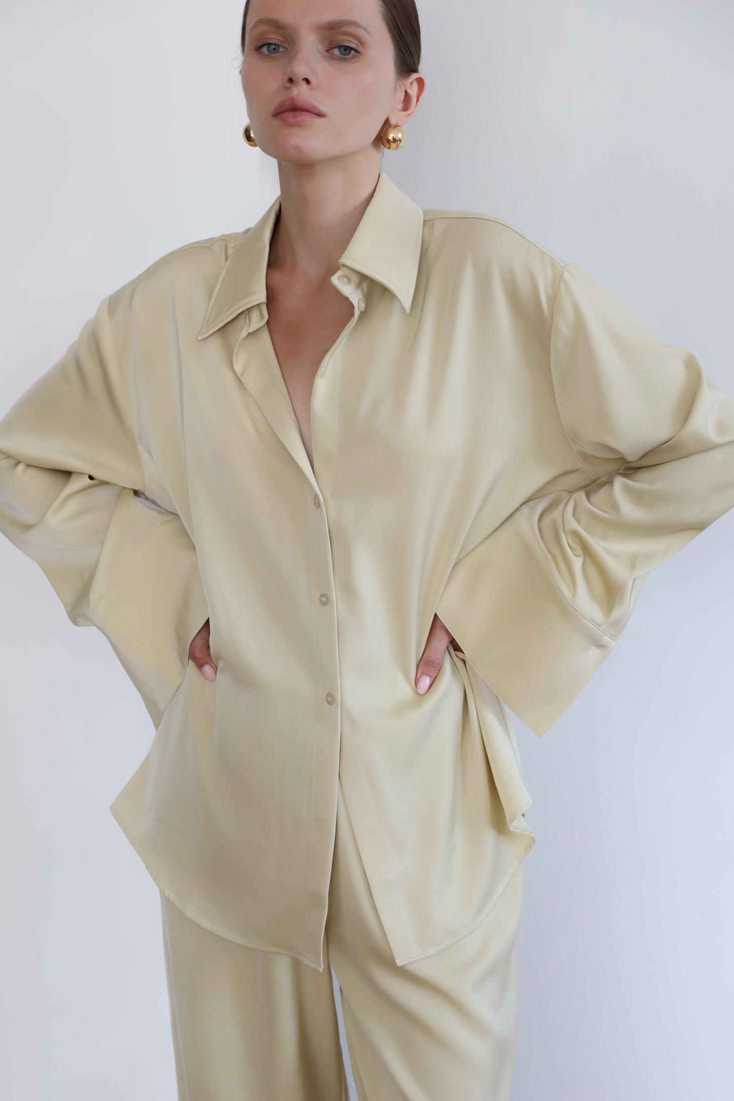 Lemon satin blouse