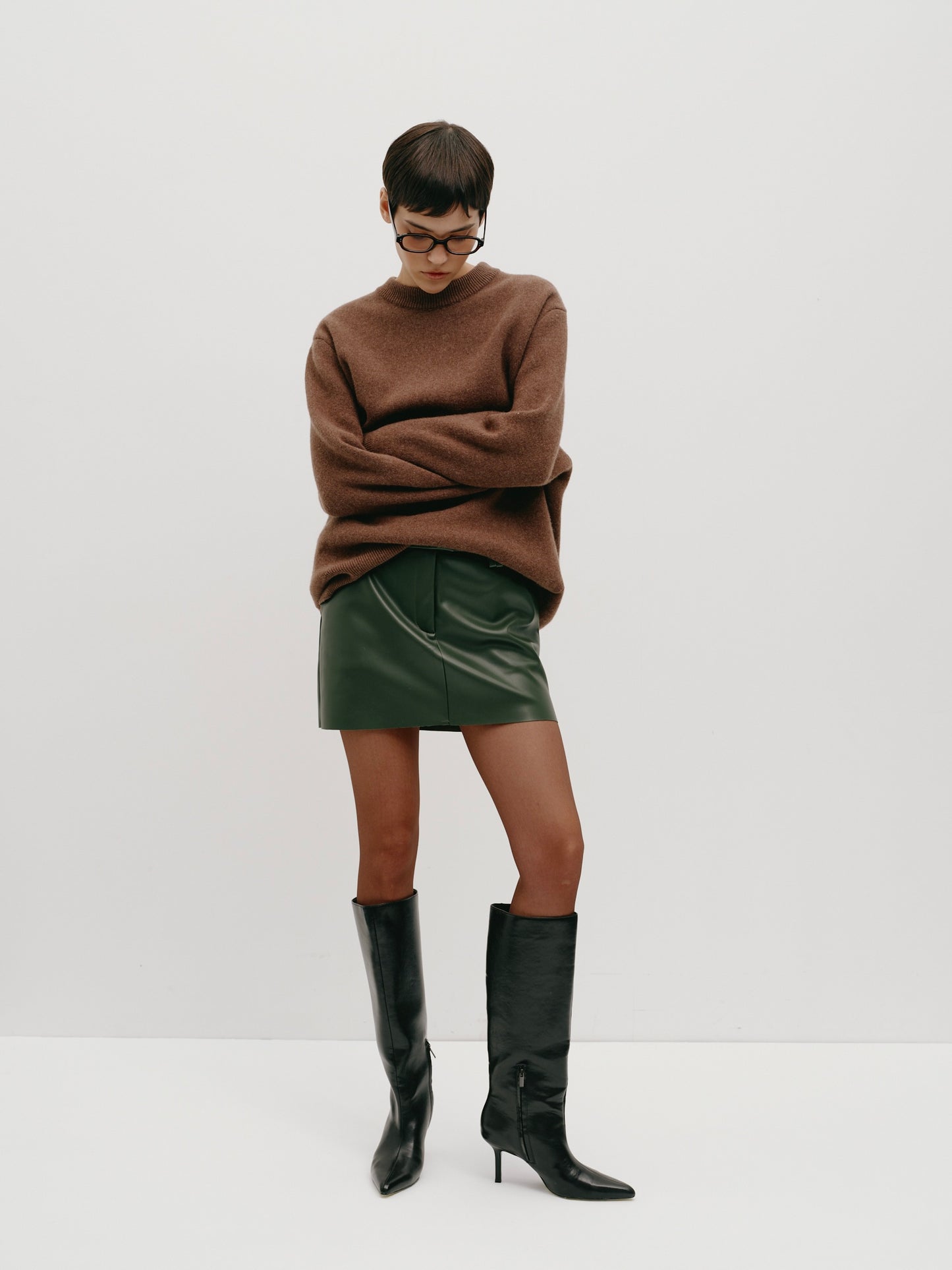 Green Mini Skirt Eco-Leather