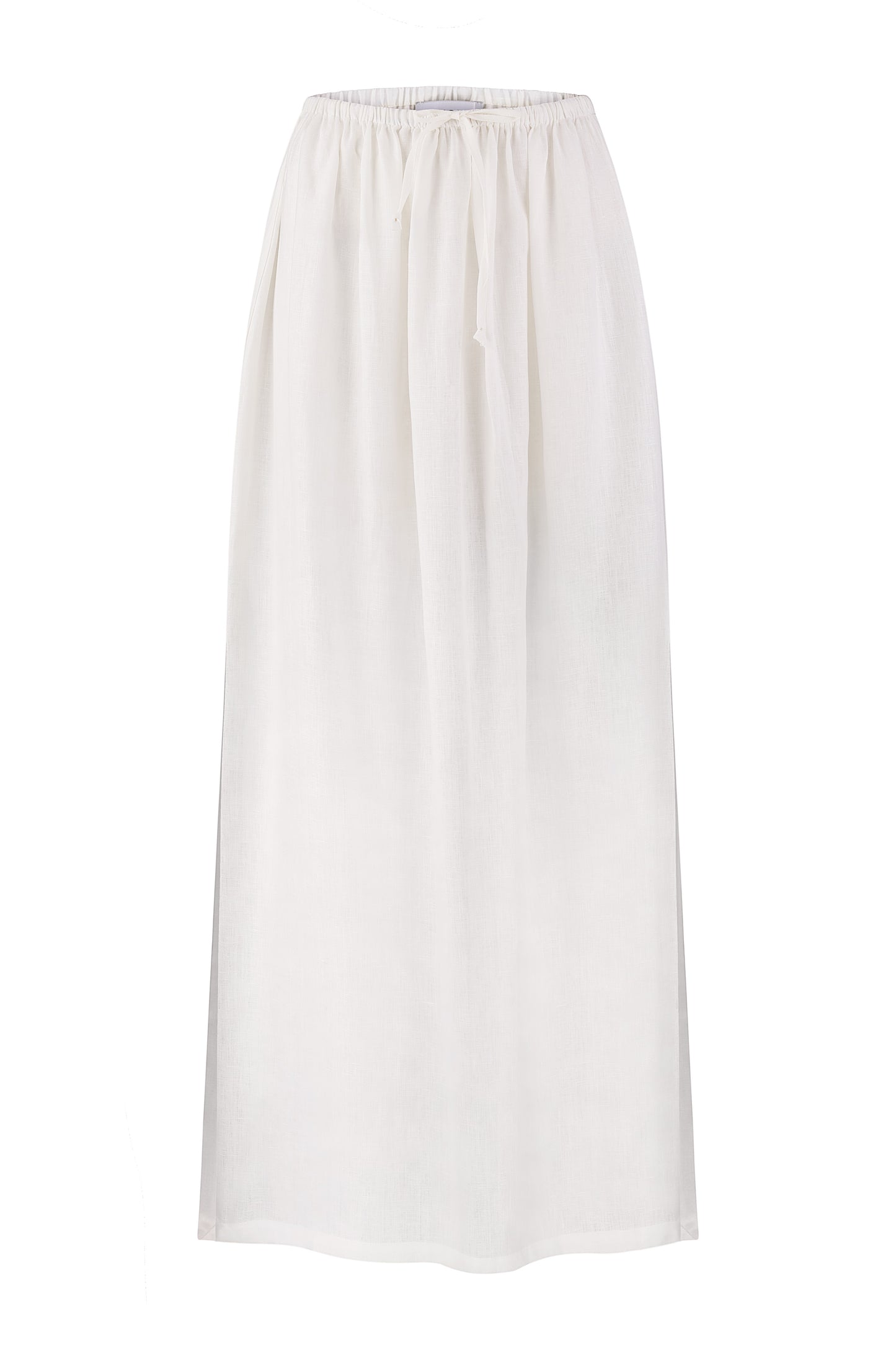 Linen milk-white maxi skirt