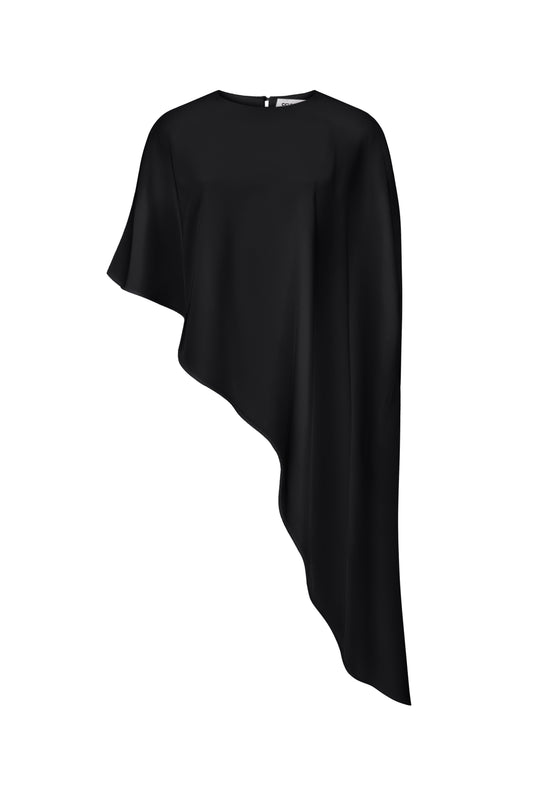 Топ з асиметрією чорний сатиновий