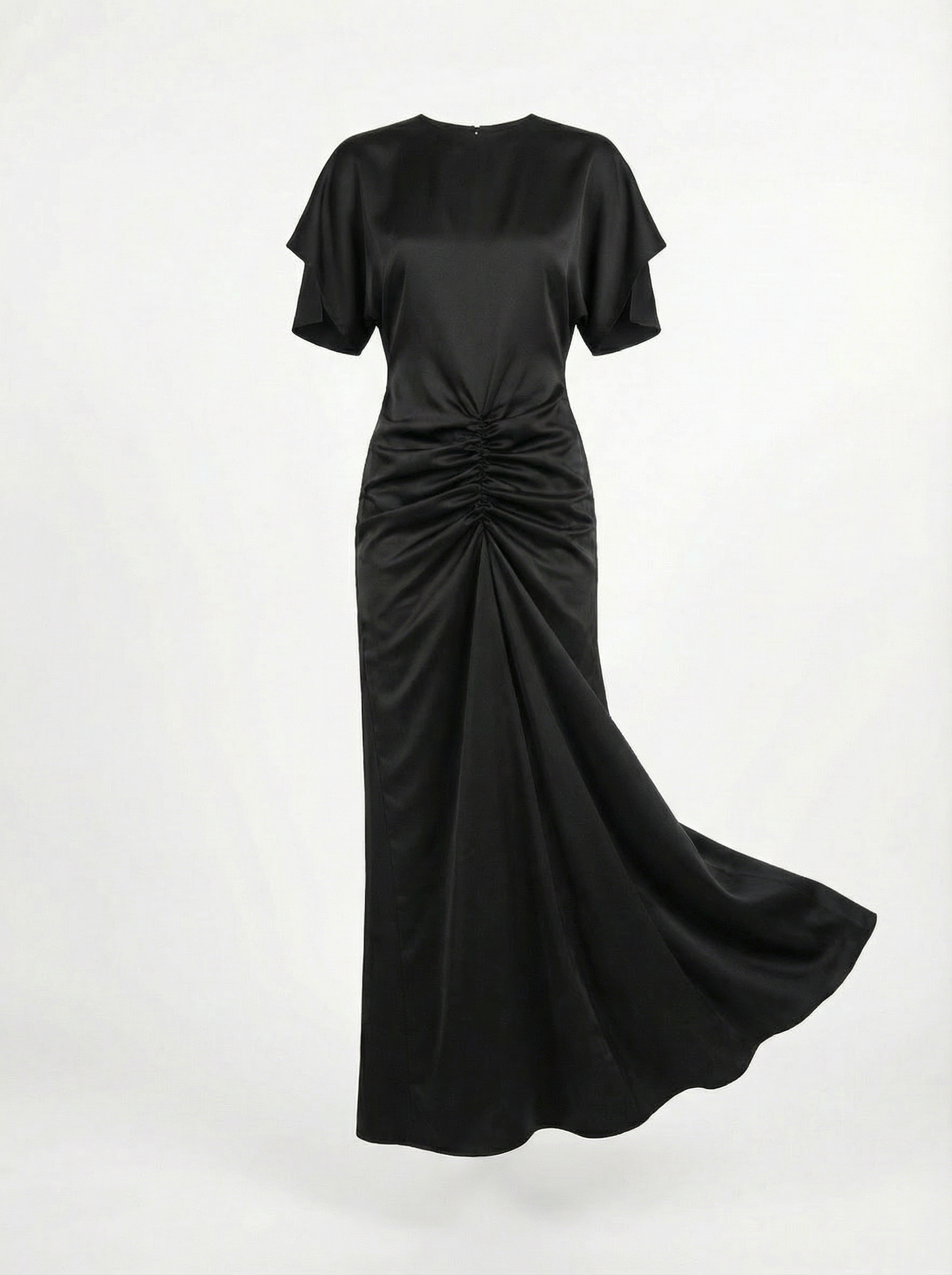 Сатинова чорна сукня з драпіруванням