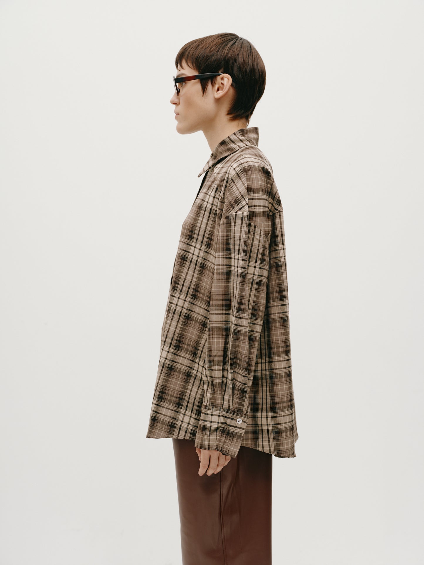 Brown oversized checkered shirt