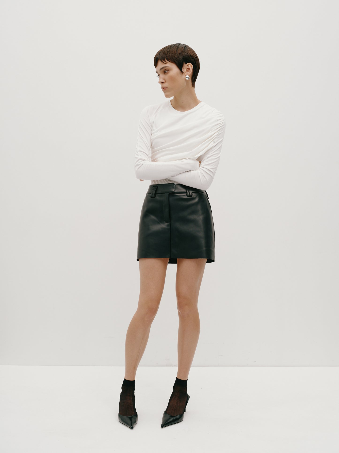 Black Eco-Leather Mini Skirt