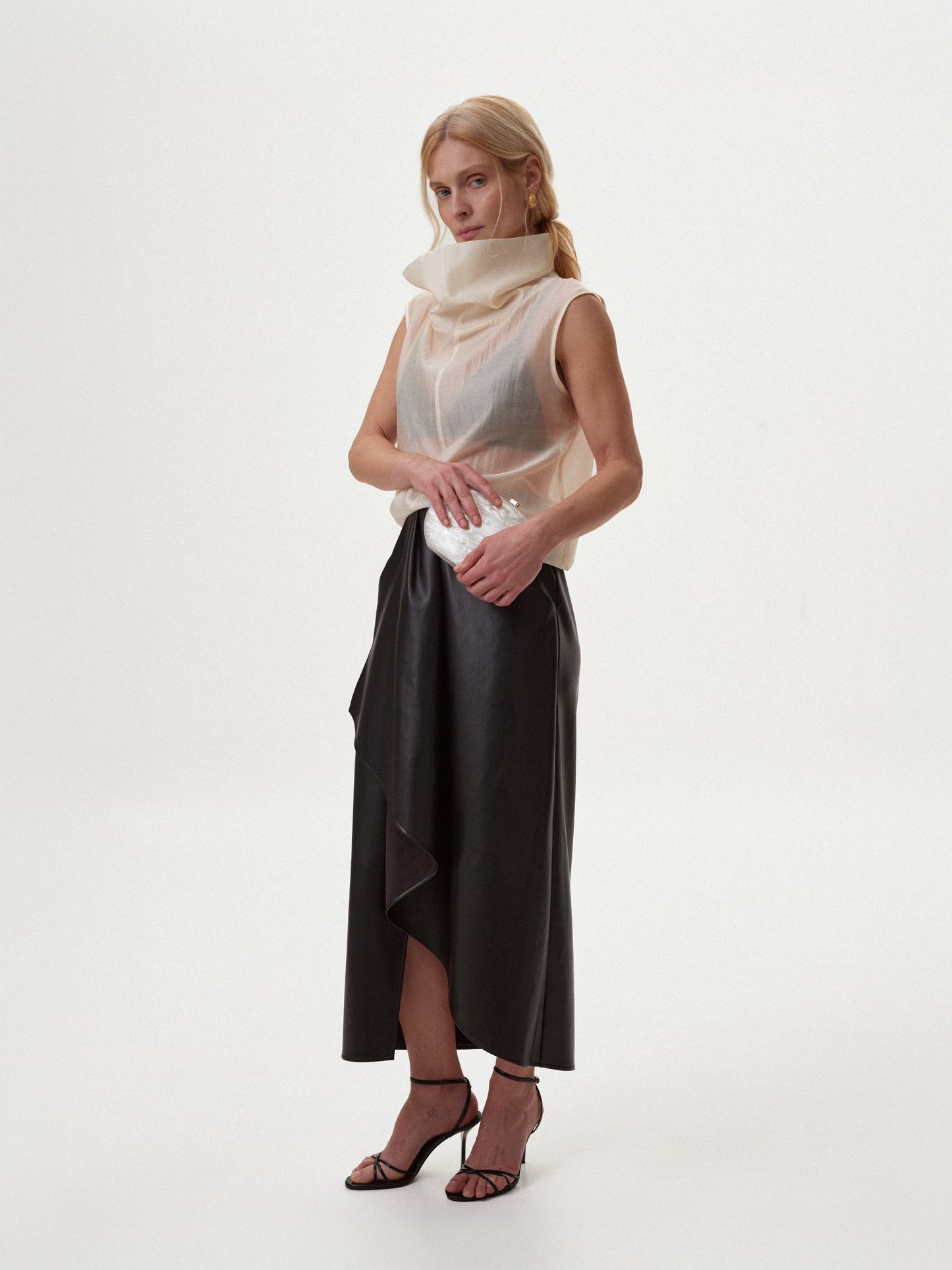 Топ під горло напівпрозорий шампань