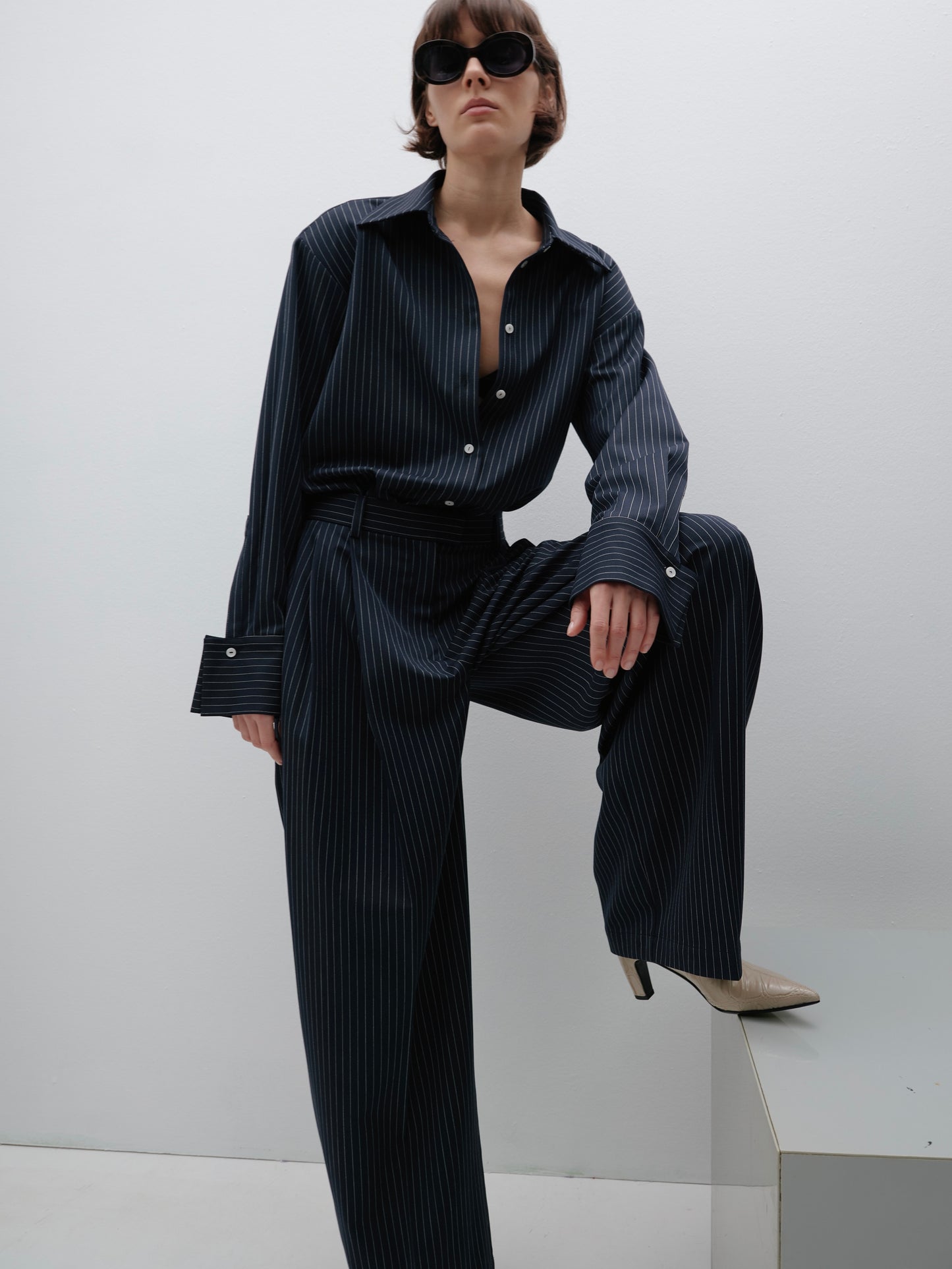 Синя сорочка - боді у смужку