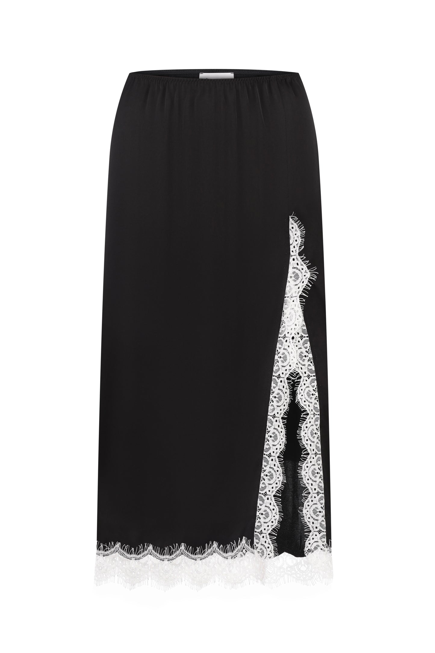 Сатинова чорна спідниця з мереживом