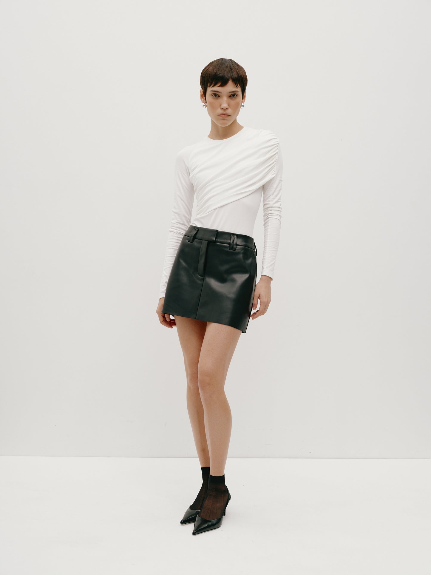 Black Eco-Leather Mini Skirt