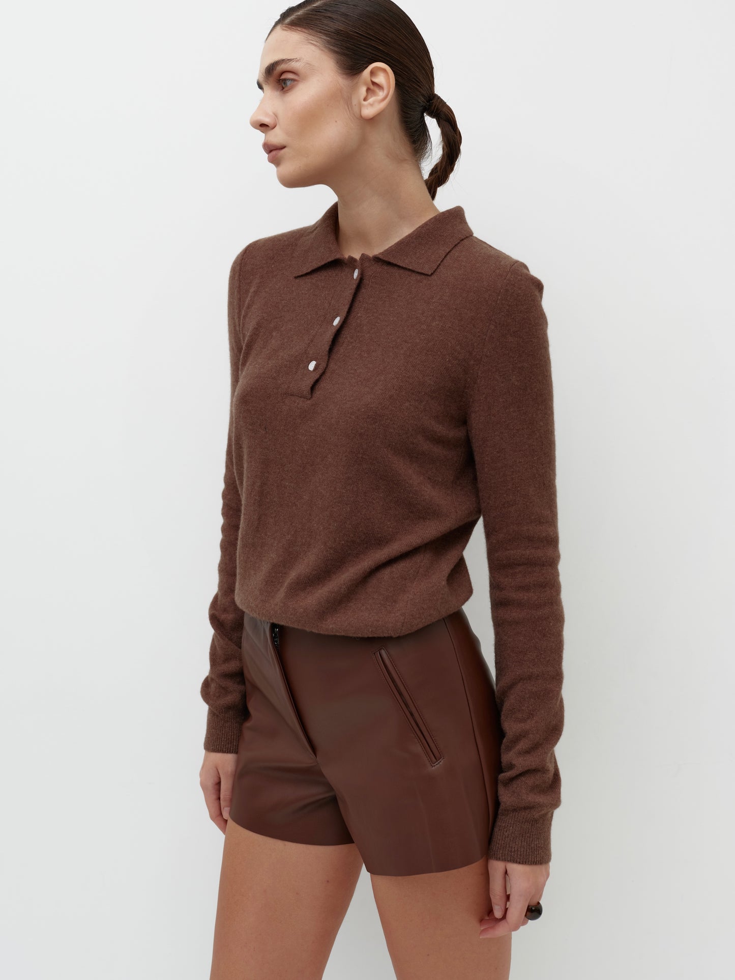 Brown knitted polo