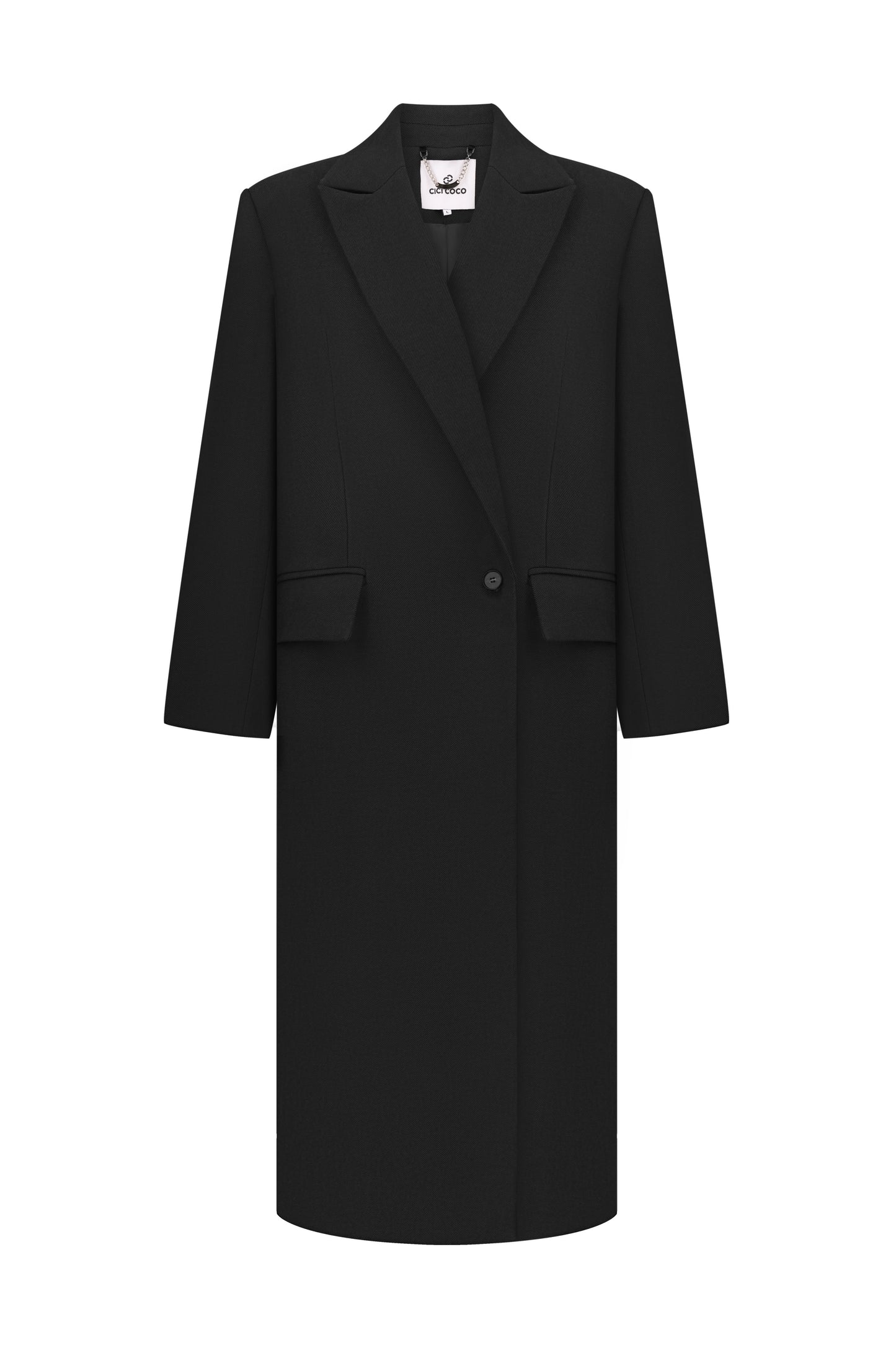 Пальто вовняне прямого крою чорне COUTURE