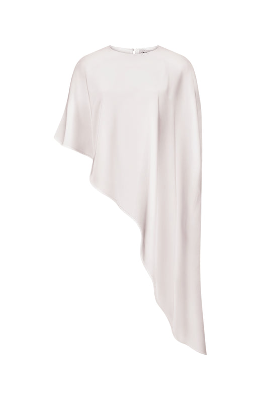 Топ з асиметрією молочний сатиновий