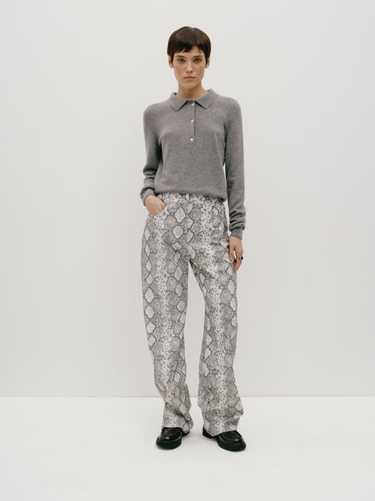 Eco-leather printed trousers