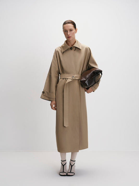 Тренч бежевий максі з поясом COUTURE