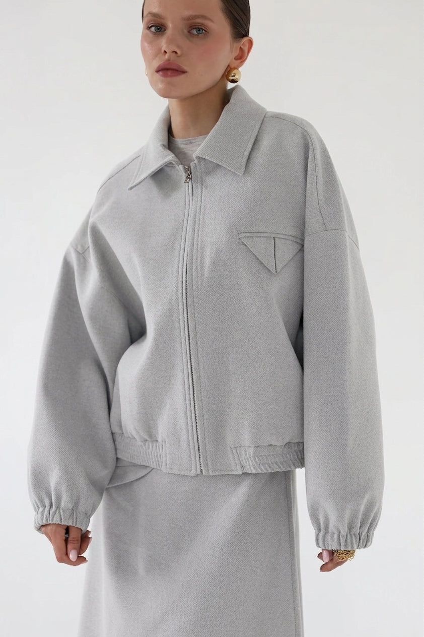 Grey bomber jacket