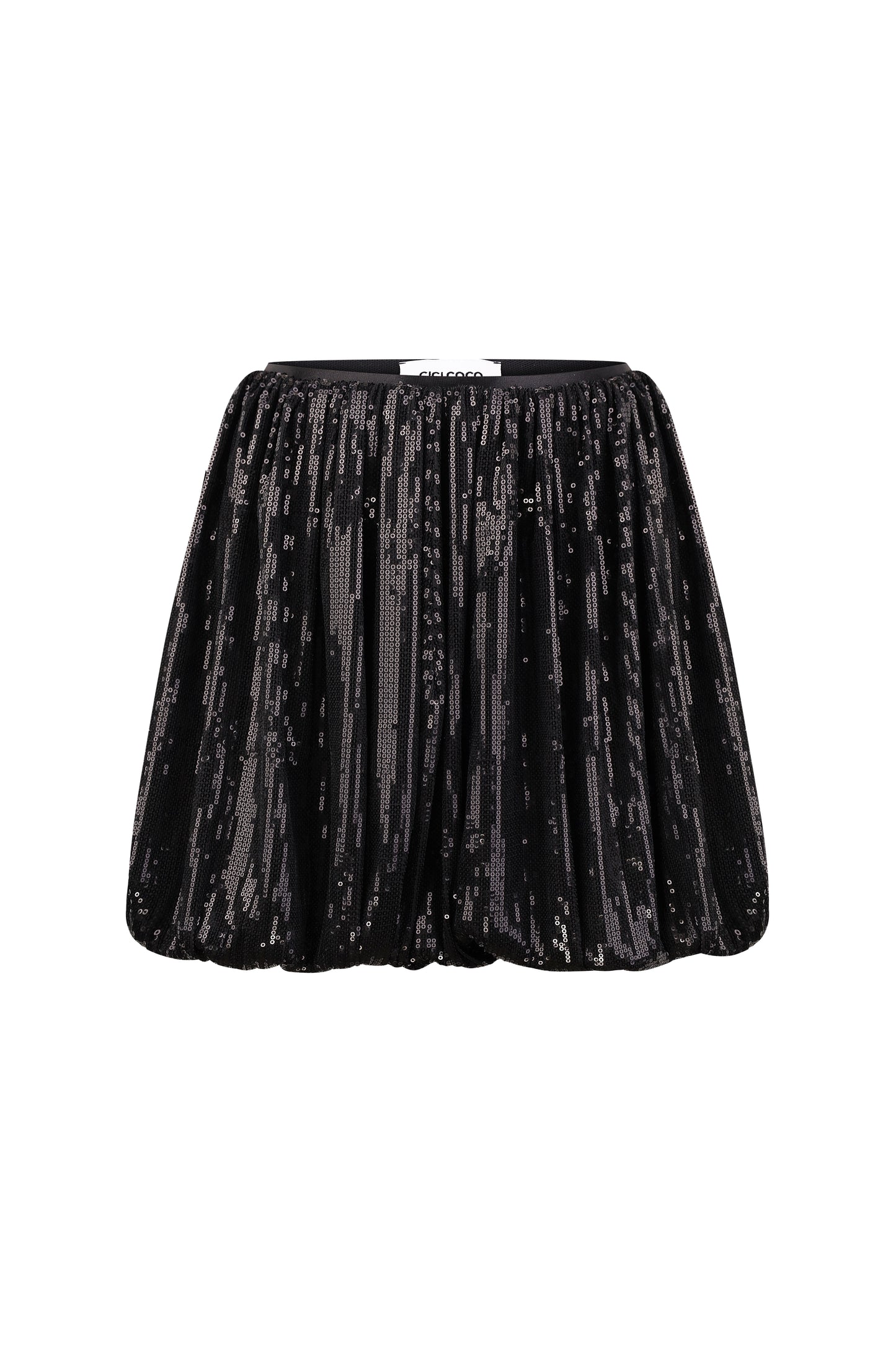 Black Sequin Tulip Mini Skirt